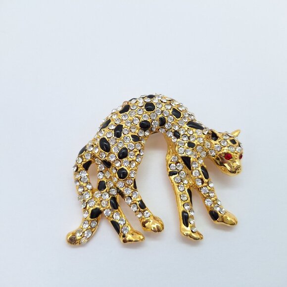 Vintage Panther Brooch with rhinestones and black enamel - Picture 5 of 10